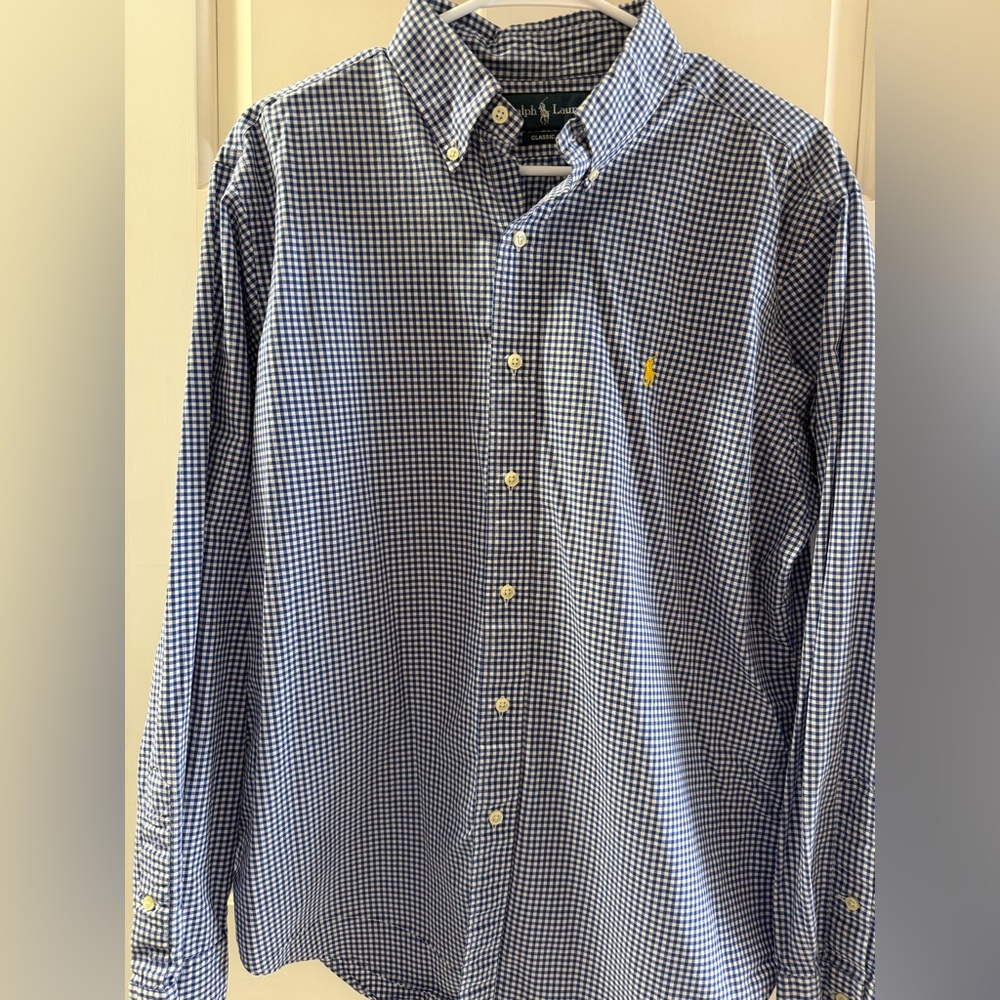 Ralph Lauren Navy and White Checkered Shirt